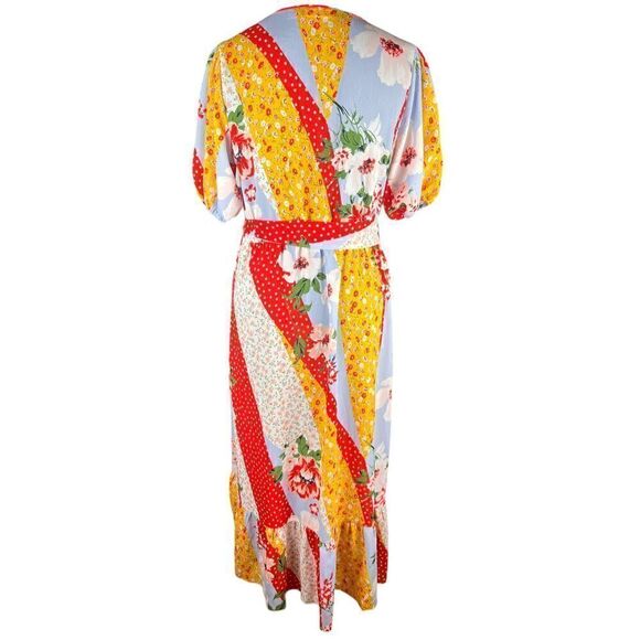Ny & Co multicolor patterned floral faux wrap midi flowy dress cottagecore M - Picture 5 of 8
